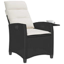 havestol med lænefunktion og sidebord polyrattan sort