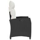 havestol med lænefunktion og sidebord polyrattan sort