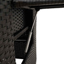 havestol med lænefunktion og sidebord polyrattan sort
