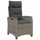 havestol med lænefunktion og sidebord polyrattan grå