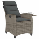 havestol med lænefunktion og sidebord polyrattan grå