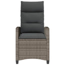 havestol med lænefunktion og sidebord polyrattan grå
