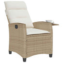 havestol med lænefunktion og sidebord polyrattan beige