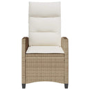 havestol med lænefunktion og sidebord polyrattan beige