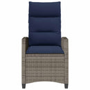 havestol med lænefunktion og sidebord polyrattan grå