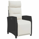 havestol med lænefunktion og sidebord polyrattan sort