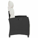 havestol med lænefunktion og sidebord polyrattan sort