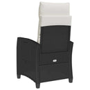havestol med lænefunktion og sidebord polyrattan sort