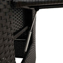 havestol med lænefunktion og sidebord polyrattan sort