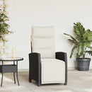 havestol med lænefunktion og sidebord polyrattan sort