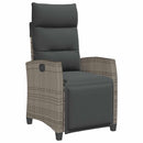 havestol med lænefunktion og sidebord polyrattan grå