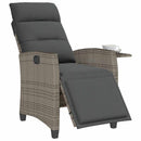 havestol med lænefunktion og sidebord polyrattan grå