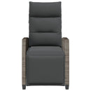 havestol med lænefunktion og sidebord polyrattan grå
