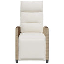 havestol med lænefunktion og sidebord polyrattan beige