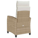havestol med lænefunktion og sidebord polyrattan beige