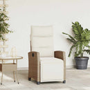 havestol med lænefunktion og sidebord polyrattan beige