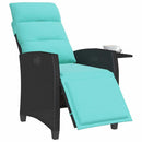 havestol med lænefunktion og sidebord polyrattan sort