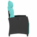 havestol med lænefunktion og sidebord polyrattan sort