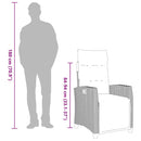 havestol med lænefunktion og sidebord polyrattan sort