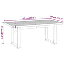 spisebord NOAIN U-formede ben 180x90x75 cm massivt træ fyrretræ