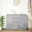 skænk med skuffer 100,5x35x76 cm konstrueret træ betongrå