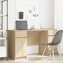Bord med skuffe Sonoma-eg 140 x 49 x 76 cm Konstrueret træ
