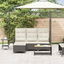 loungestol med hynder og lænefunktion L-formet polyrattan sort