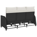 loungestol med hynder og lænefunktion L-formet polyrattan sort