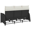 loungestol med hynder og lænefunktion L-formet polyrattan sort