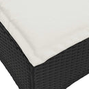 loungestol med hynder og lænefunktion L-formet polyrattan sort
