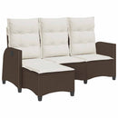 loungestol med hynder og lænefunktion L-formet polyrattan brun
