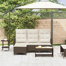 loungestol med hynder og lænefunktion L-formet polyrattan brun