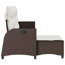 loungestol med hynder og lænefunktion L-formet polyrattan brun