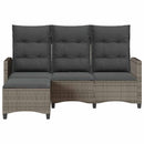 loungestol med hynder og lænefunktion L-formet polyrattan grå