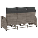 loungestol med hynder og lænefunktion L-formet polyrattan grå