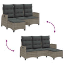 loungestol med hynder og lænefunktion L-formet polyrattan grå