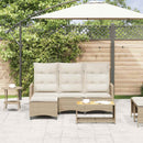 loungestol med hynder og lænefunktion L-formet polyrattan beige
