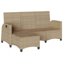 loungestol med hynder og lænefunktion L-formet polyrattan beige