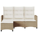 loungestol med hynder og lænefunktion L-formet polyrattan beige