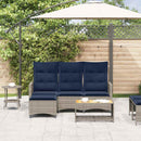 loungestol med hynder og lænefunktion L-formet polyrattan grå