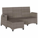 loungestol med hynder og lænefunktion L-formet polyrattan grå