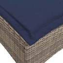 loungestol med hynder og lænefunktion L-formet polyrattan grå
