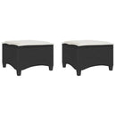 havestole med hynder 2 stk. 55x55x36 cm polyrattan sort