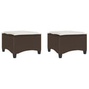 havestole med hynder 2 stk. 55x55x36 cm polyrattan brun