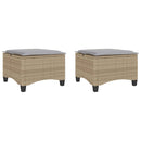 haveskamler 2 stk. med hynder 55x55x36 cm polyrattan beige