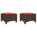 havestole med hynder 2 stk. 55x55x36 cm polyrattan brun