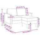 2-personers sofa med chaiselong L-formet 125 cm stof lysegrå