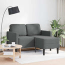 2-personers sofa med chaiselong L-formet mørkegrå 125 cm stof