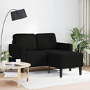 2-personers sofa med chaiselong L-formet 125 cm stof sort