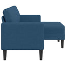 2-personers sofa med chaiselong L-formet 125 cm stof blå